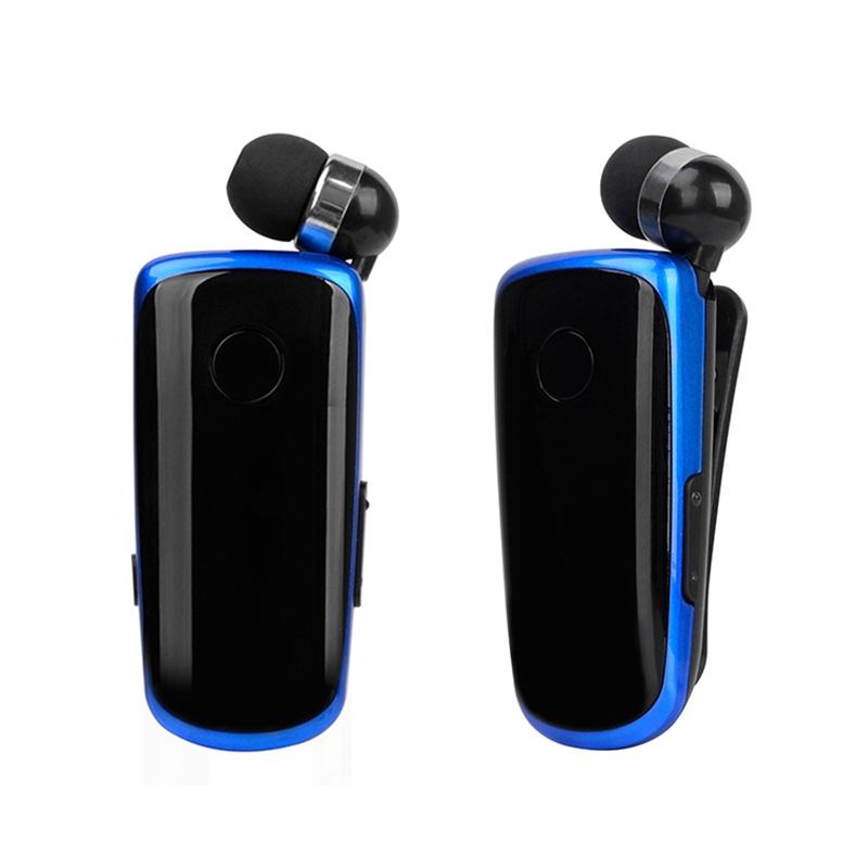 Wireless Bluetooth In-ear Earphone with Vibrating Alert and Hands-free Clip - Blue