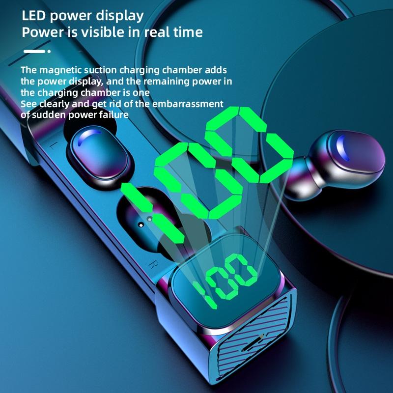 Intelligent Bluetooth Earphones with Digital Display - Colourful