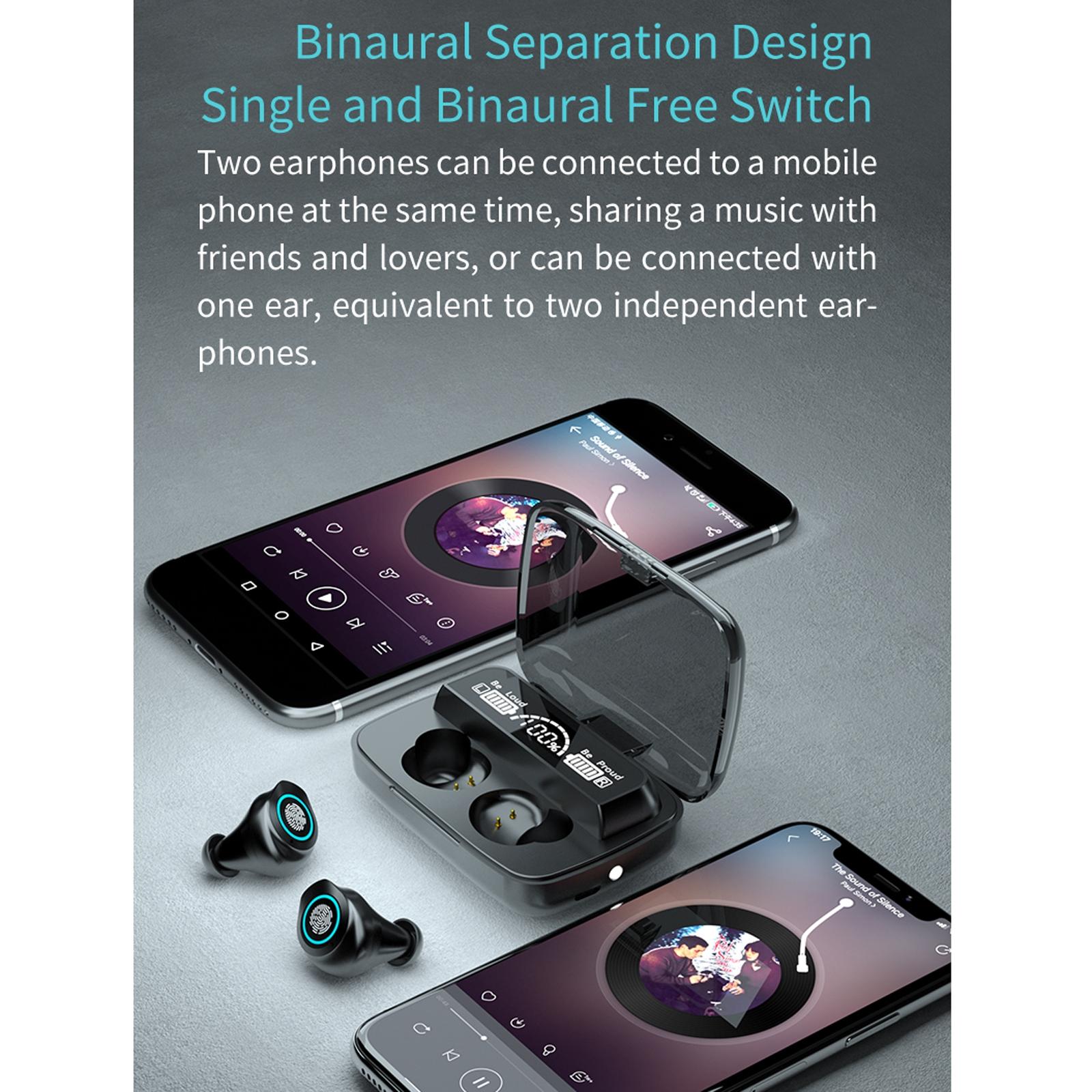 Waterproof Wireless Bluetooth Earphones with Touch Screen and Charging Box