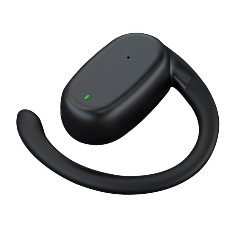 Wireless Single Ear Bluetooth Earphone - Hanging Ear Design - Black