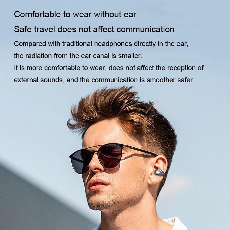 Wireless Bone Conduction Earphones with Noise Reduction - Black