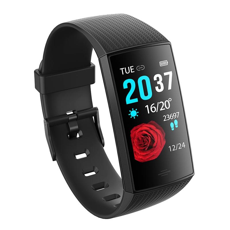 Waterproof Smart Bracelet With Step Heart And Sleep Monitoring - Ip67 - Black