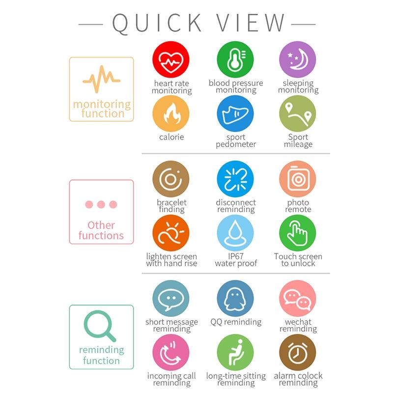 Waterproof Smart Bracelet With Step Heart And Sleep Monitoring - Ip67 - Black