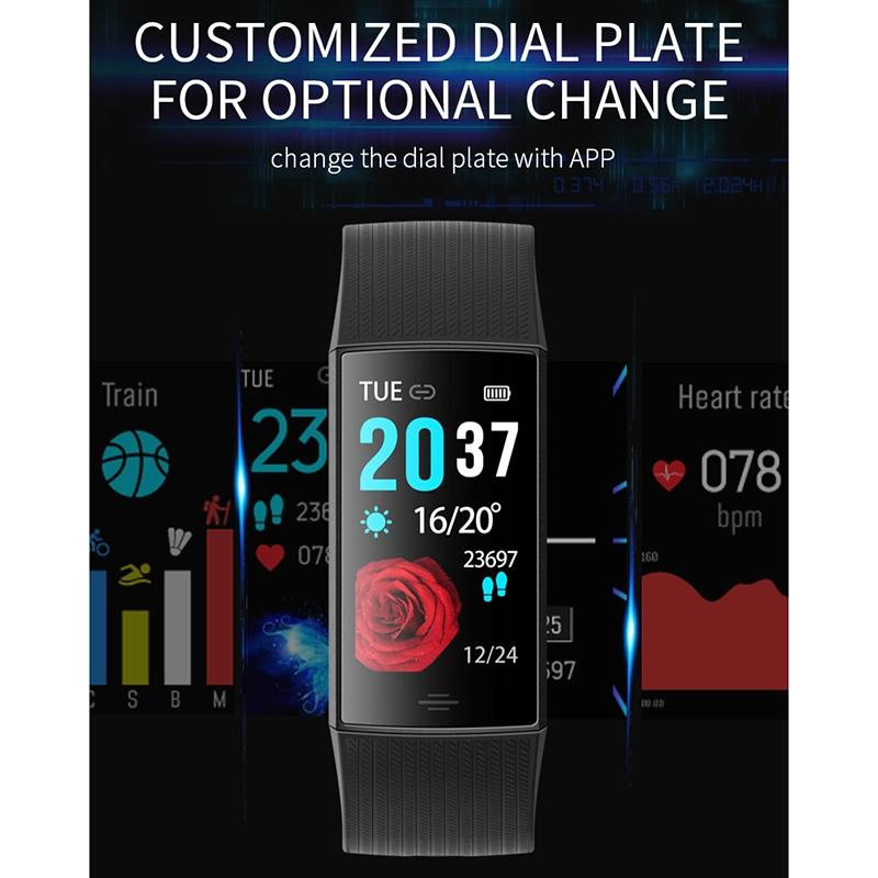 Waterproof Smart Bracelet With Step Heart And Sleep Monitoring - Ip67 - Black