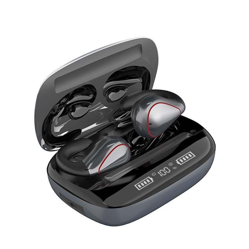 Wireless T20 Tws Bluetooth Earphones with Led Display & Charging Box - Gun Gray