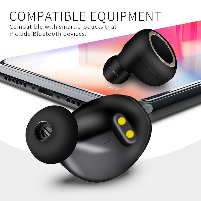 Mini Invisible Tws Bluetooth 5.0 Earphones with Charging Box & Mic - White