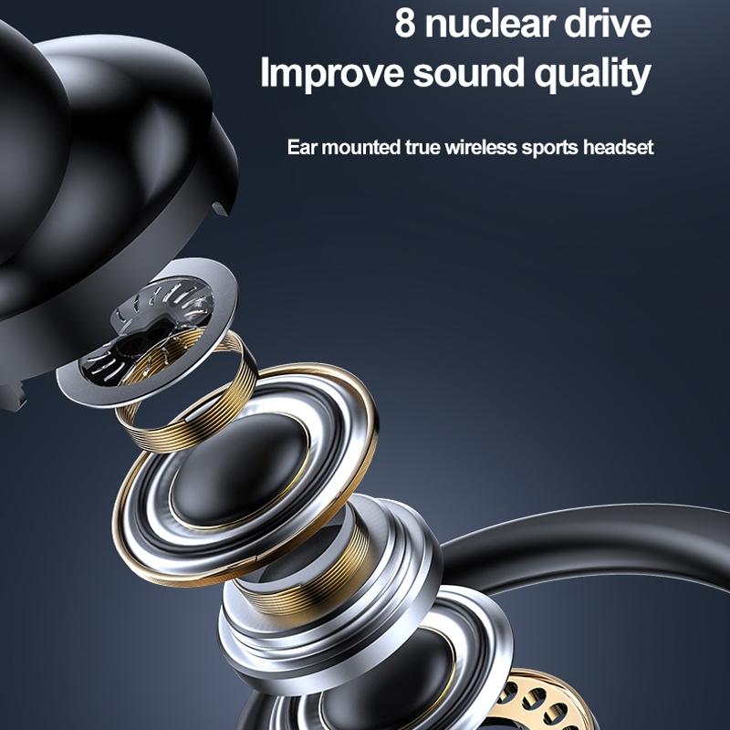 Wireless Hanging Ear Sports Earphone with True Sound - White