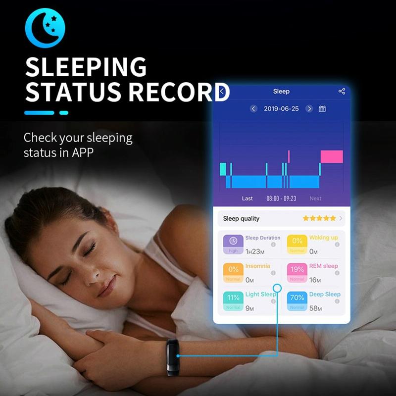 Smart Bracelet With Tft Hd Display Blood Oxygen & Sleep Monitoring - Blue