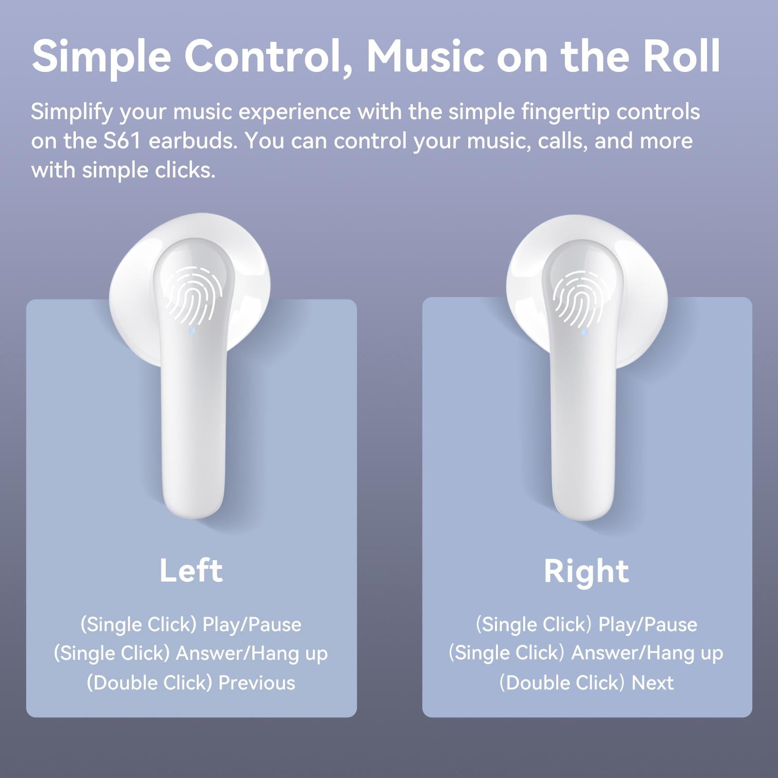 True Wireless Stereo Bluetooth Earphones - S61 - Black