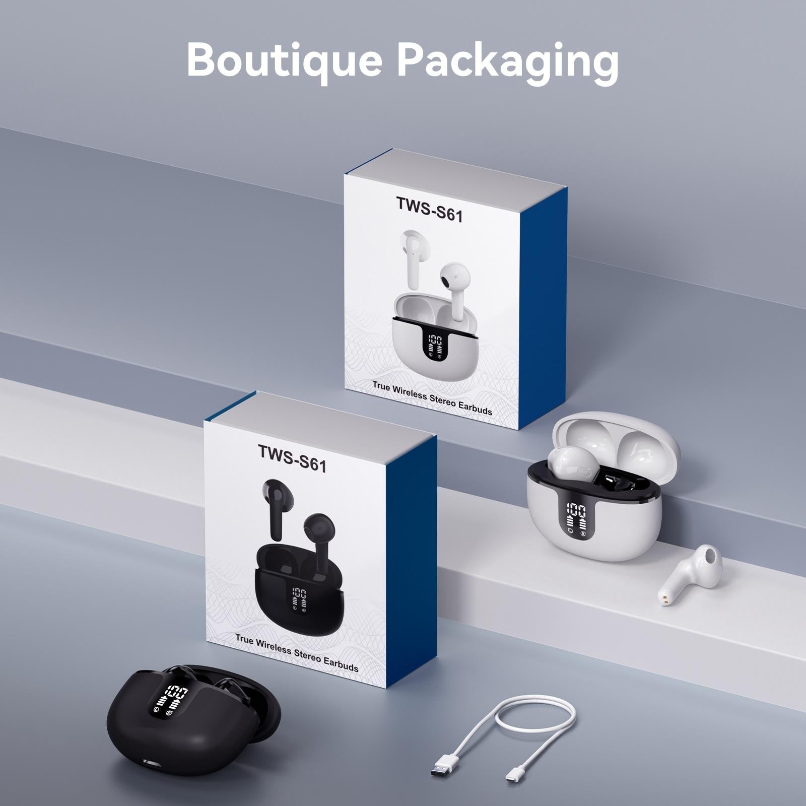 True Wireless Stereo Bluetooth Earphones - S61 - Black