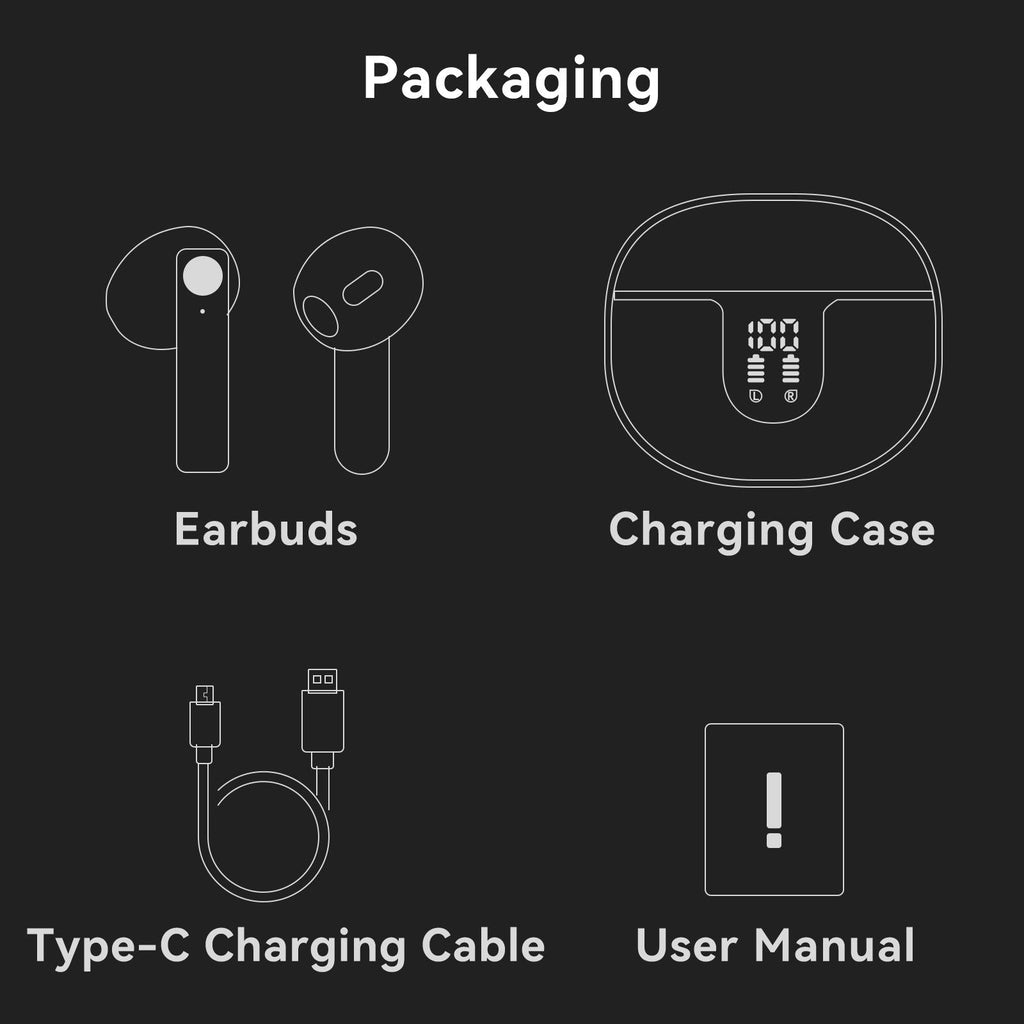 True Wireless Stereo Bluetooth Earphones - S61 - Black