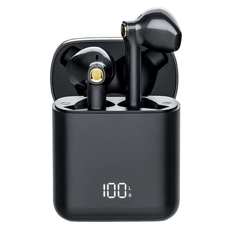 Waterproof Bluetooth Earphones with Digital Display - Black