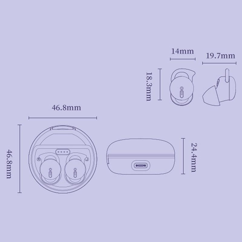 Comfortable Wireless Bluetooth Earphones - Noise Canceling - Purple