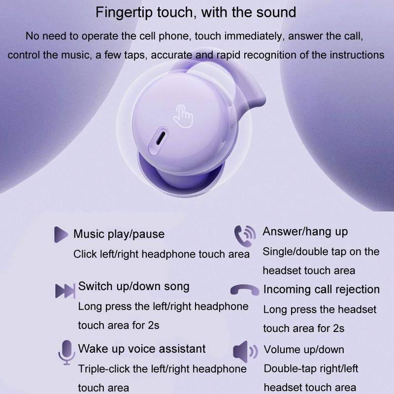 Comfortable Wireless Bluetooth Earphones - Noise Canceling - Purple
