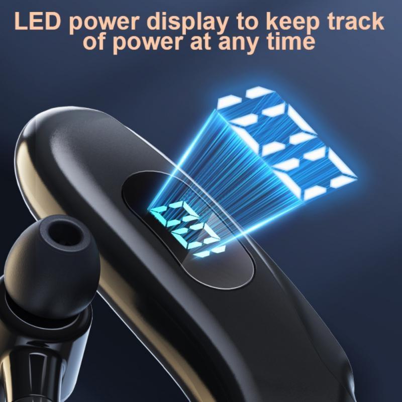 Wireless Bluetooth Earhook Earphones with Digital Display - Business Sports - Green