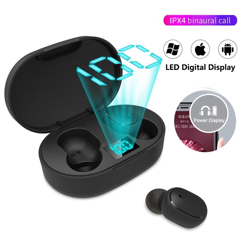Wireless Bluetooth Earphones with E6s Led Display - Tws - Green