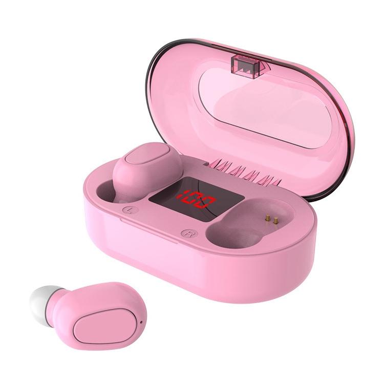 Wireless Bluetooth 5.0 Earphones with 9d Sound & Charging Box - Pink