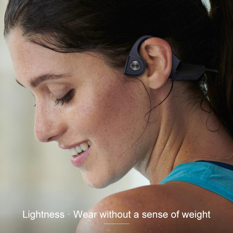Wireless Bone Conduction Bluetooth Earphones - 4.1 Stereo 5.0 Black - Grey
