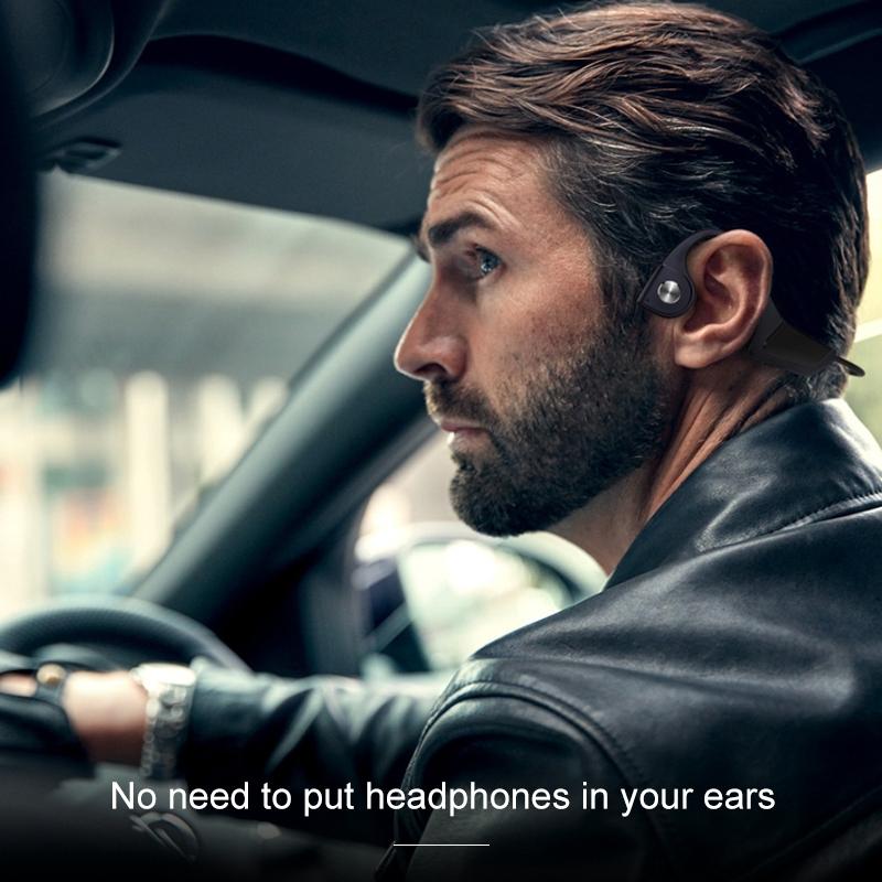 Wireless Bone Conduction Bluetooth Earphones - 4.1 Stereo 5.0 Black - Grey