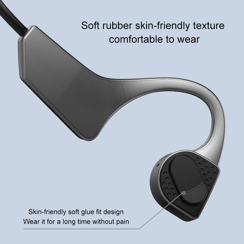 Wireless Bone Conduction Bluetooth Earphones - 4.1 Stereo 5.0 Black - Grey