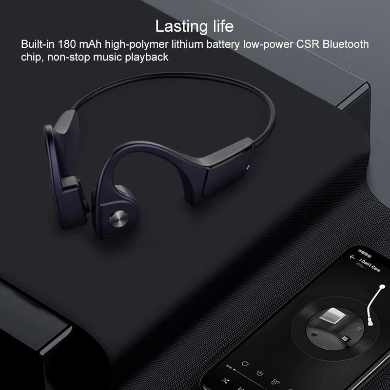 Wireless Bone Conduction Bluetooth Earphones - 4.1 Stereo 5.0 Black - Grey