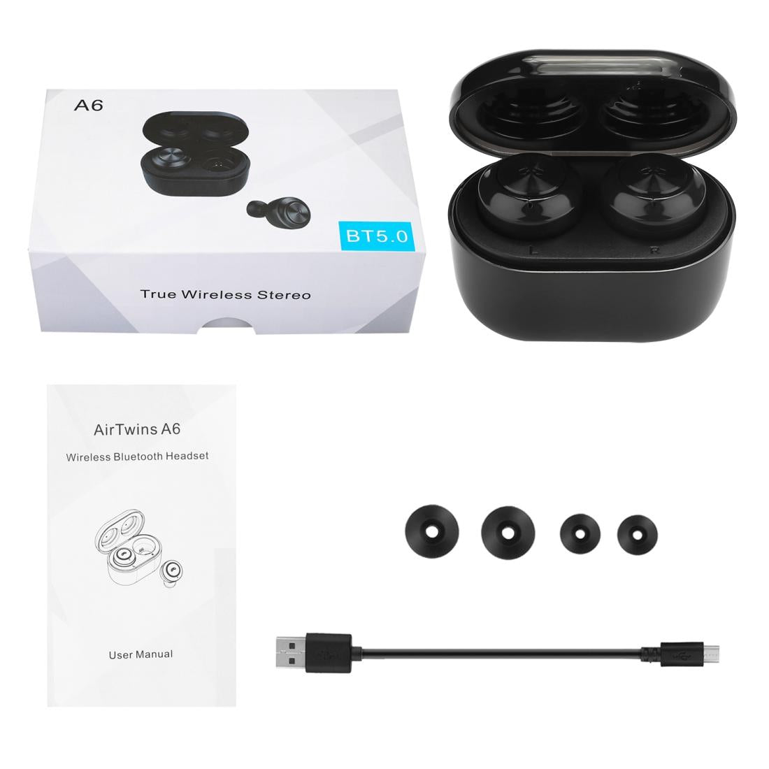 Bluetooth 5.0 Earphones with Magnetic Charging Box - Wireless - White