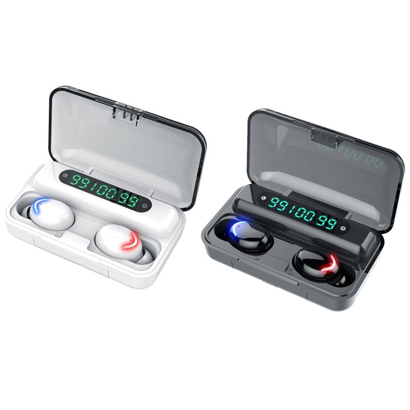 Three-screen Bluetooth Earphone with Noise Reduction and Hand Strap - White