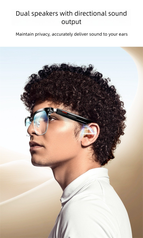 Black Full Frame Sunglasses Smart Audio Glasses with Bluetooth 5.0 - Open-Ear Directional Sound, Anti-Blue Light Lenses, IP65 Water Resistant