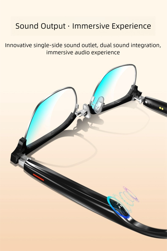 Black Full Frame Sunglasses Smart Audio Glasses with Bluetooth 5.0 - Open-Ear Directional Sound, Anti-Blue Light Lenses, IP65 Water Resistant